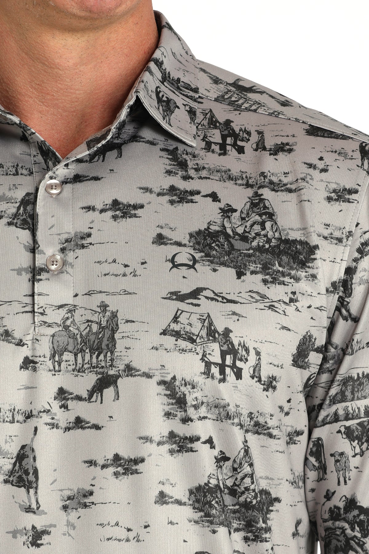 CINCH Men's Grey S/S ARENAFLEX Polo