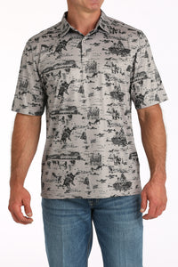 CINCH Men's Grey S/S ARENAFLEX Polo