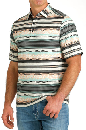 CINCH Men's Striped Short Sleeve ARENAFLEX Polo Western Shirt