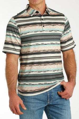 CINCH Men's Striped Short Sleeve ARENAFLEX Polo Western Shirt