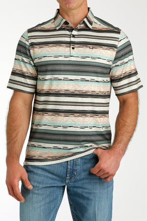 CINCH Men's Striped Short Sleeve ARENAFLEX Polo Western Shirt