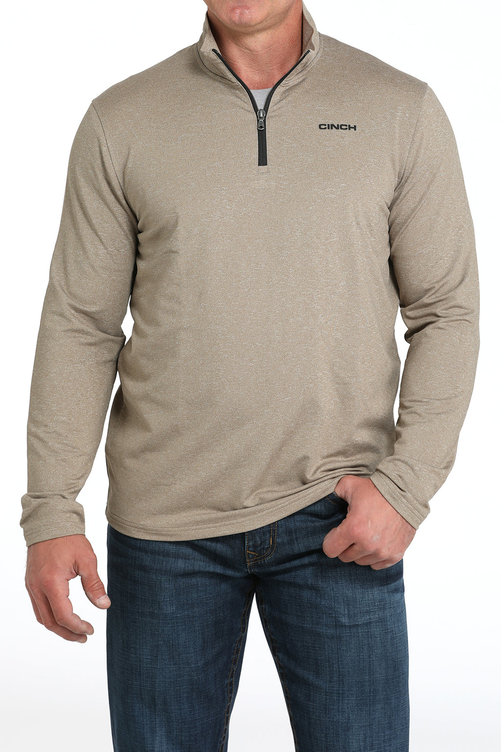 CINCH Men's Khaki 1/4 Zip Pullover