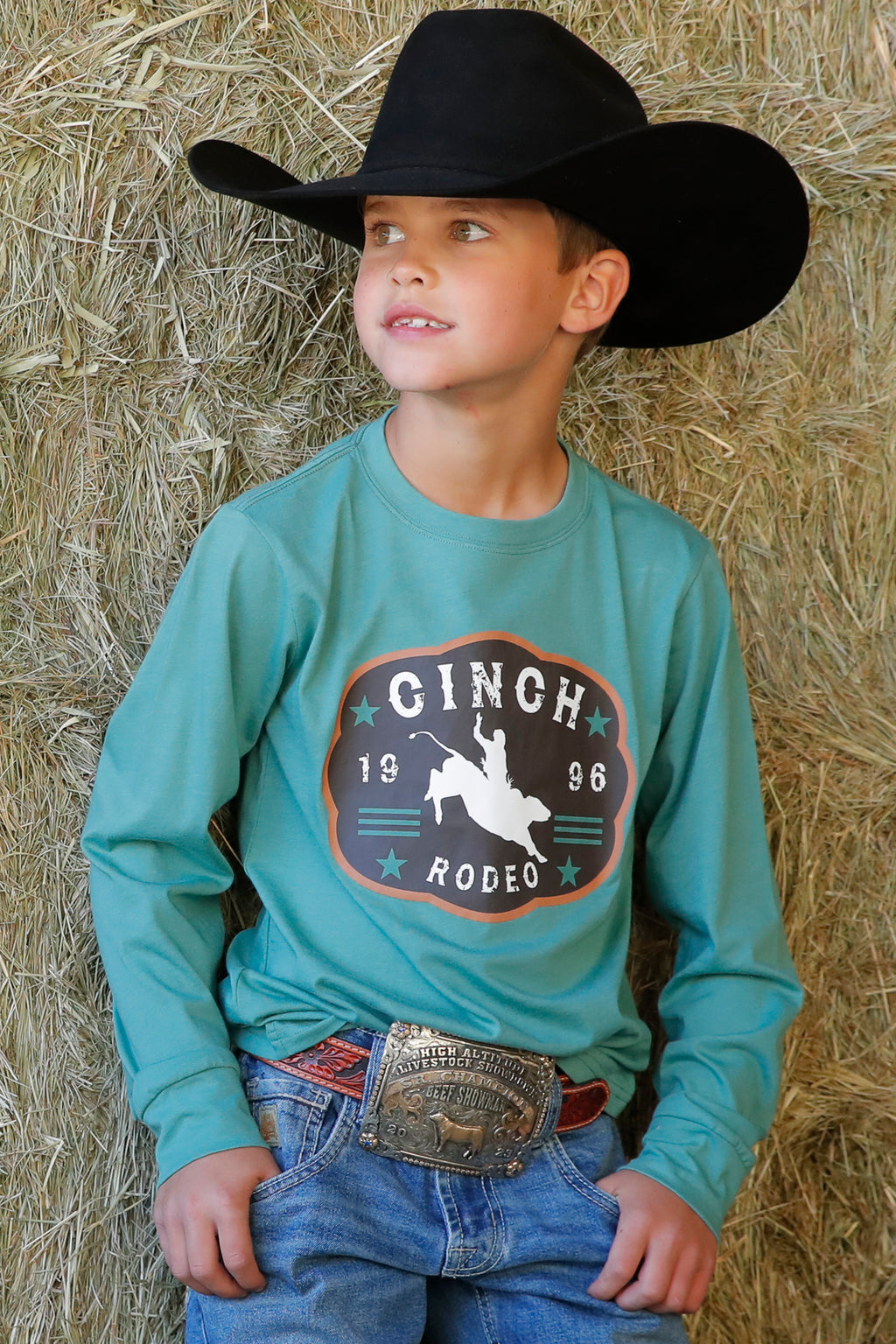 CINCH Boy's Green L/S Tee