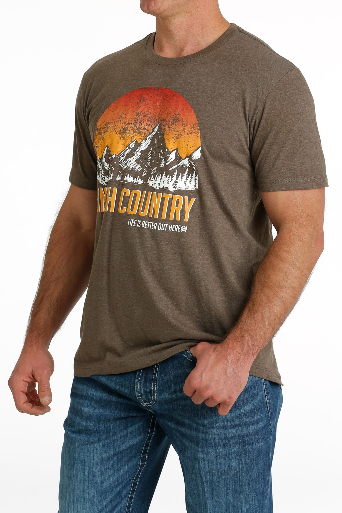 CINCH Men's Brown Short Sleeve Tee