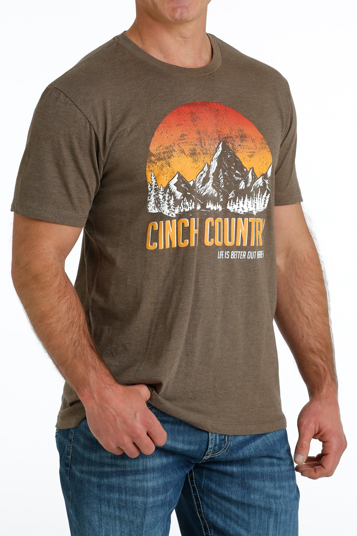 CINCH Men's Brown Short Sleeve Tee