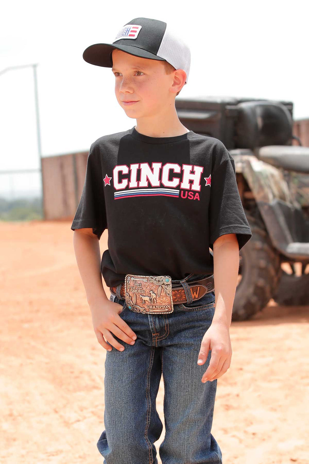 CINCH Boy's Black S/S Tee