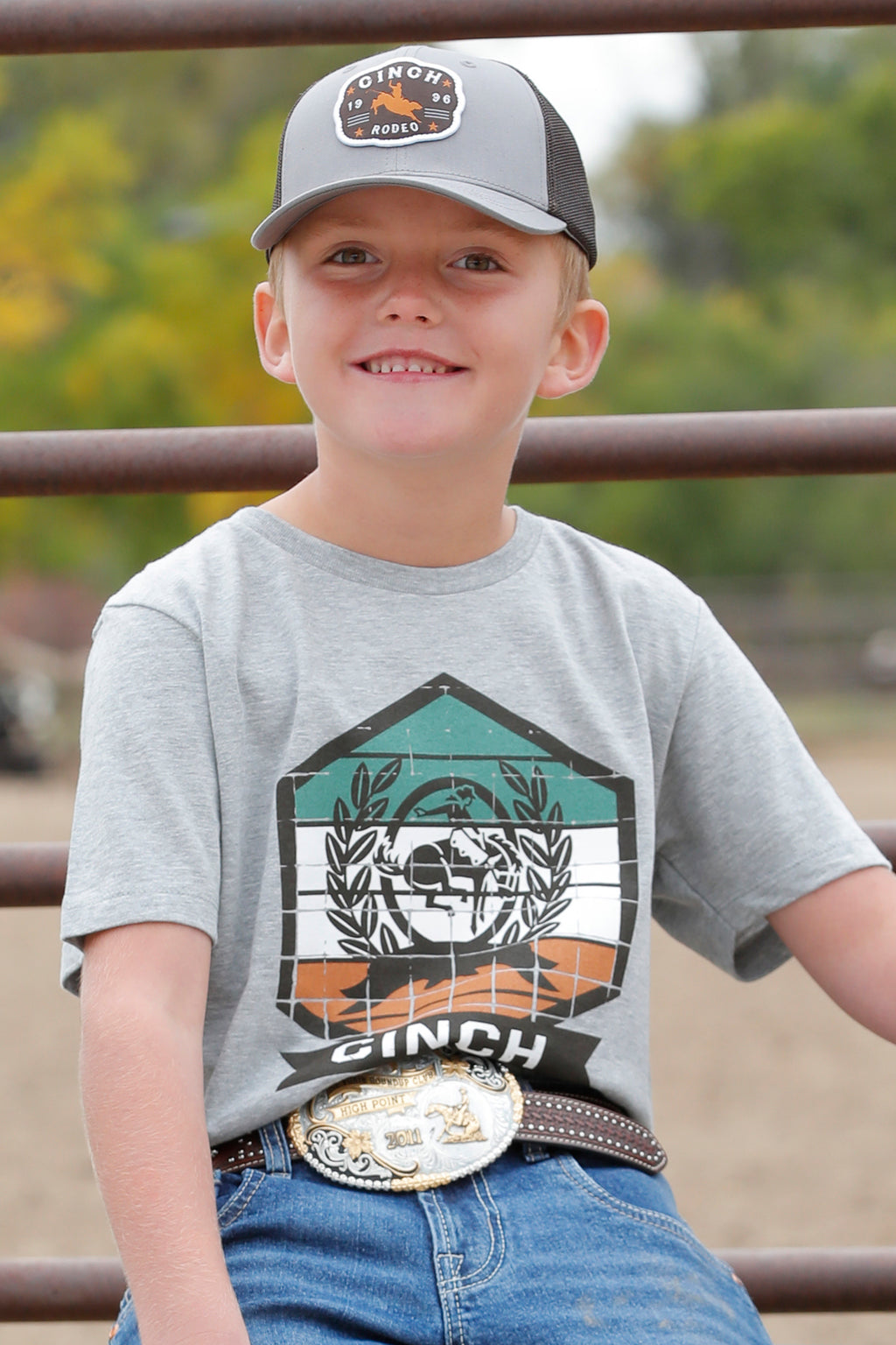 CINCH Boy's Grey S/S Tee