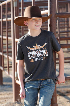 CINCH Boy's Charcoal S/S Tee