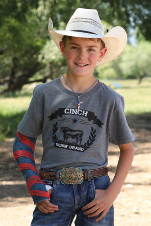 CINCH Boy's Grey S/S Tee