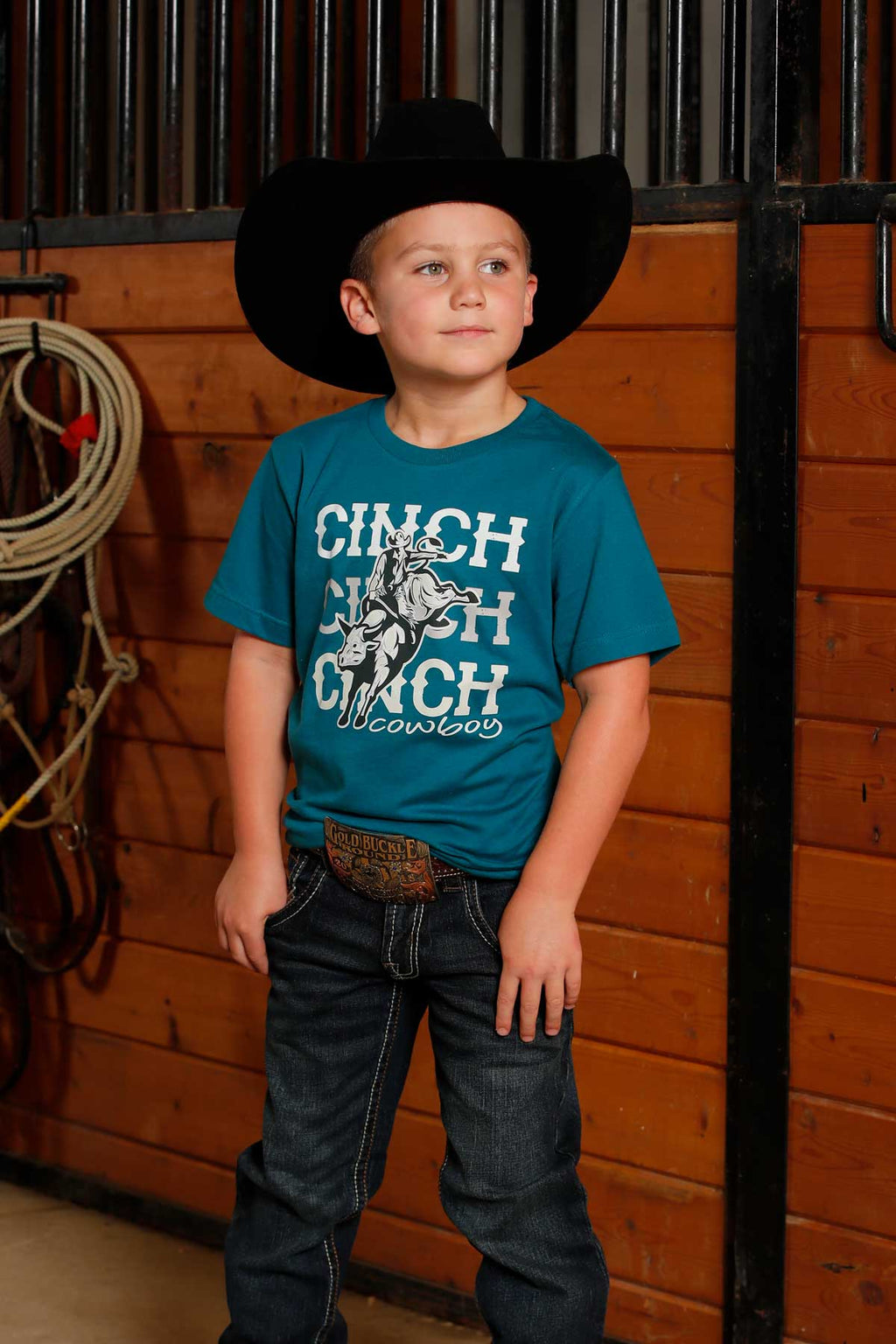 CINCH Boy's Teal S/S Tee