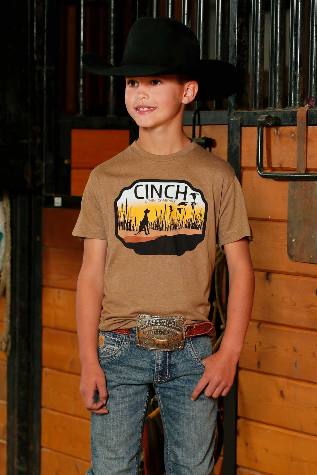CINCH Boy's Brown Tee