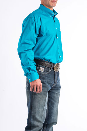 CINCH Men's Solid Turquoise Button-Down Western Shirt