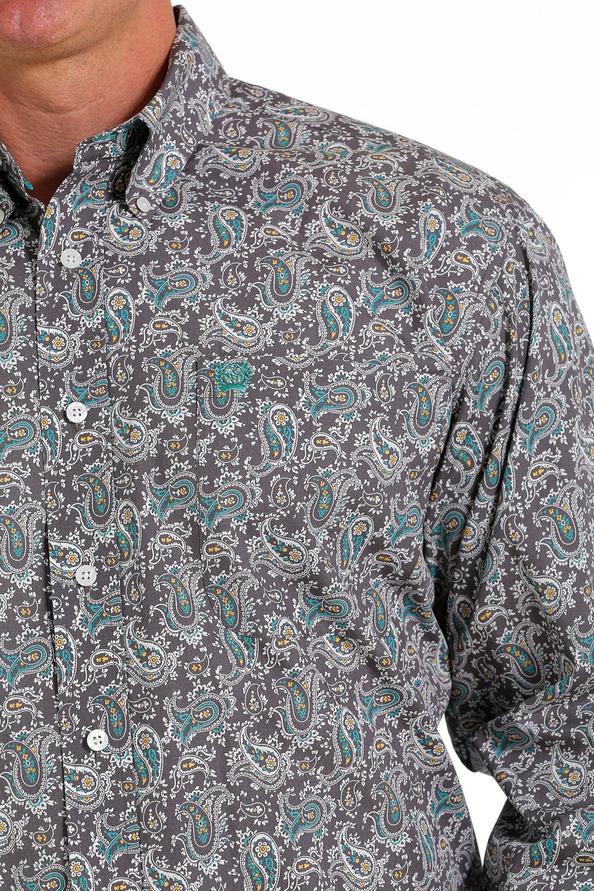 CINCH Men's Grey Button-Down Western Shirt