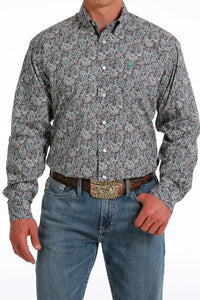 CINCH Men's Grey Button-Down Western Shirt