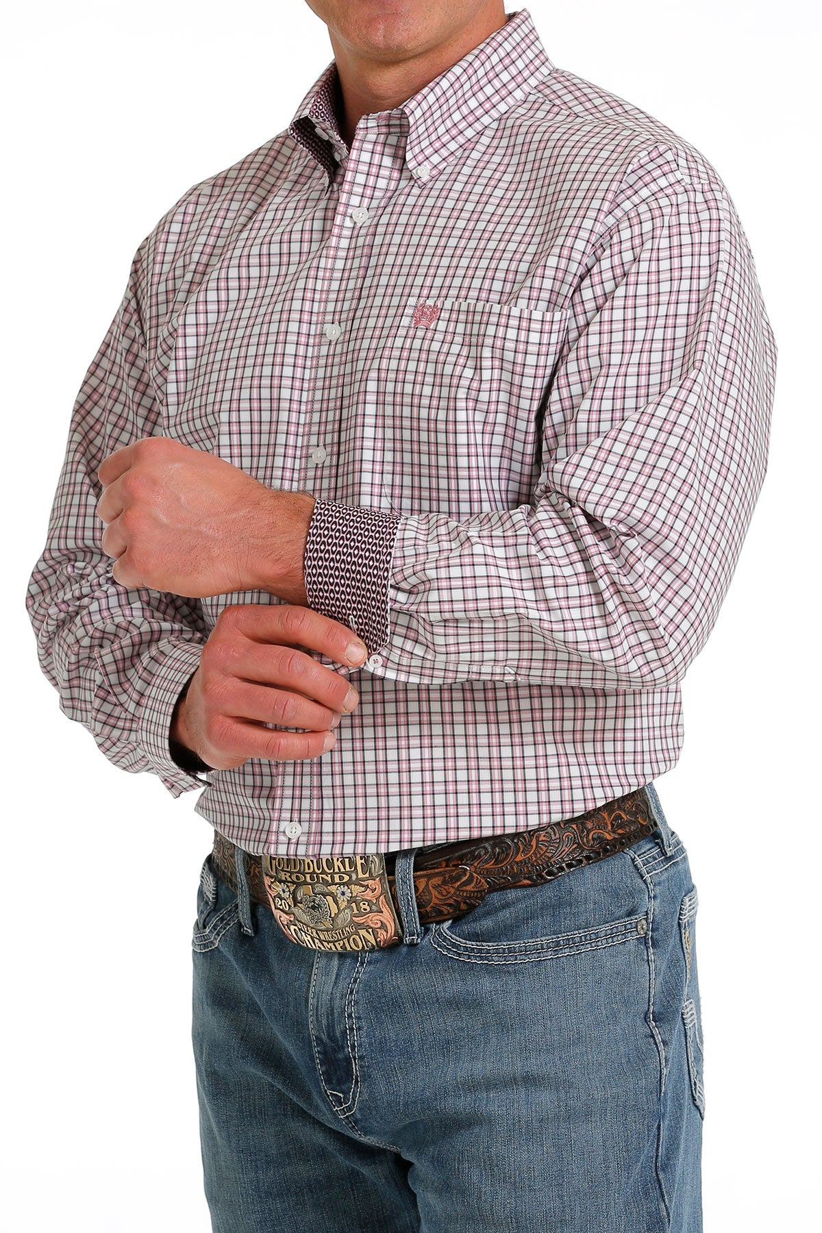 CINCH Men's White Plaid Button-Down Western Shirt