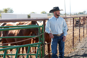 CINCH Men's White/Blue L/S Button-Down Western Shirt