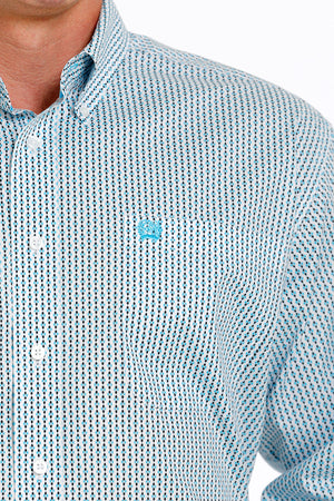 CINCH Men's White/Blue L/S Button-Down Western Shirt