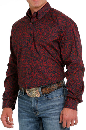 CINCH Men's Navy/Red L/S Button-Down Western Shirt