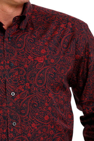 CINCH Men's Navy/Red L/S Button-Down Western Shirt