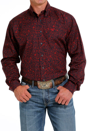 CINCH Men's Navy/Red L/S Button-Down Western Shirt