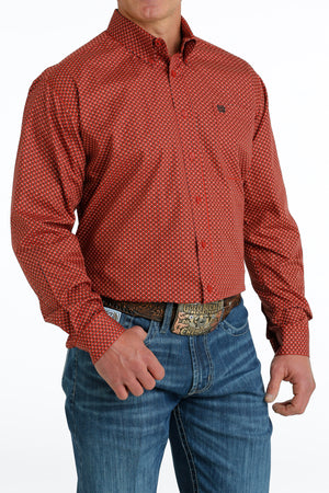 CINCH Men's Red L/S Button-Down Western Shirt