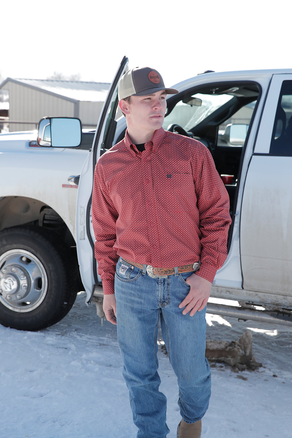 CINCH Men's Red Button-Down Western Shirt