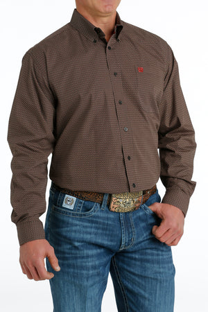 CINCH Men's Brown L/S Button-Down Western Shirt