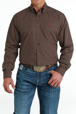 CINCH Men's Brown L/S Button-Down Western Shirt