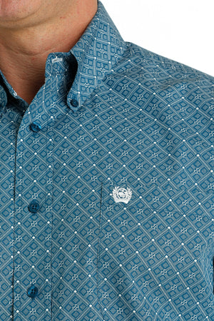 CINCH Men's Blue L/S Button-Down Western Shirt