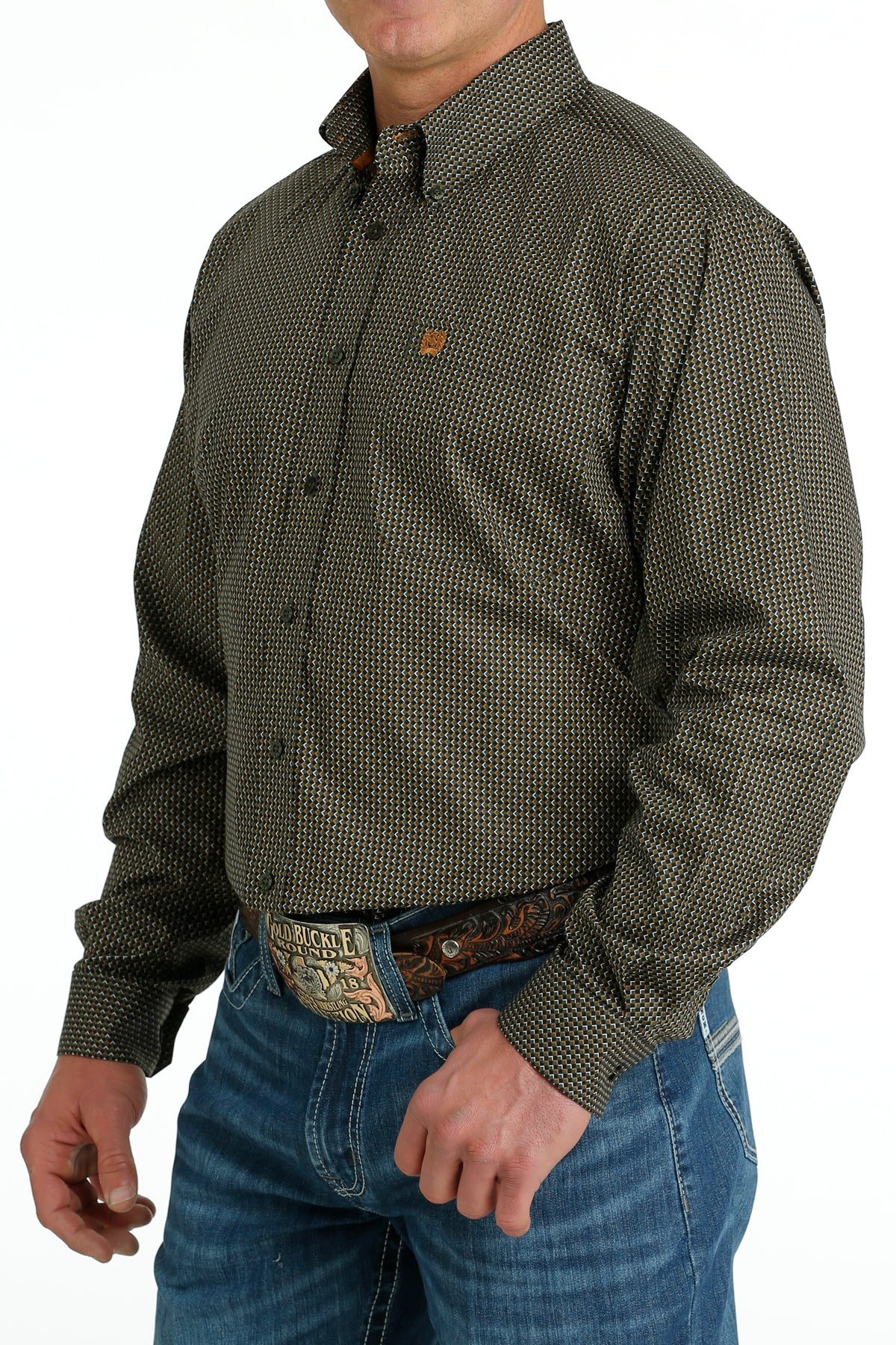 CINCH Men's Olive L/S Button-Down Western Shirt