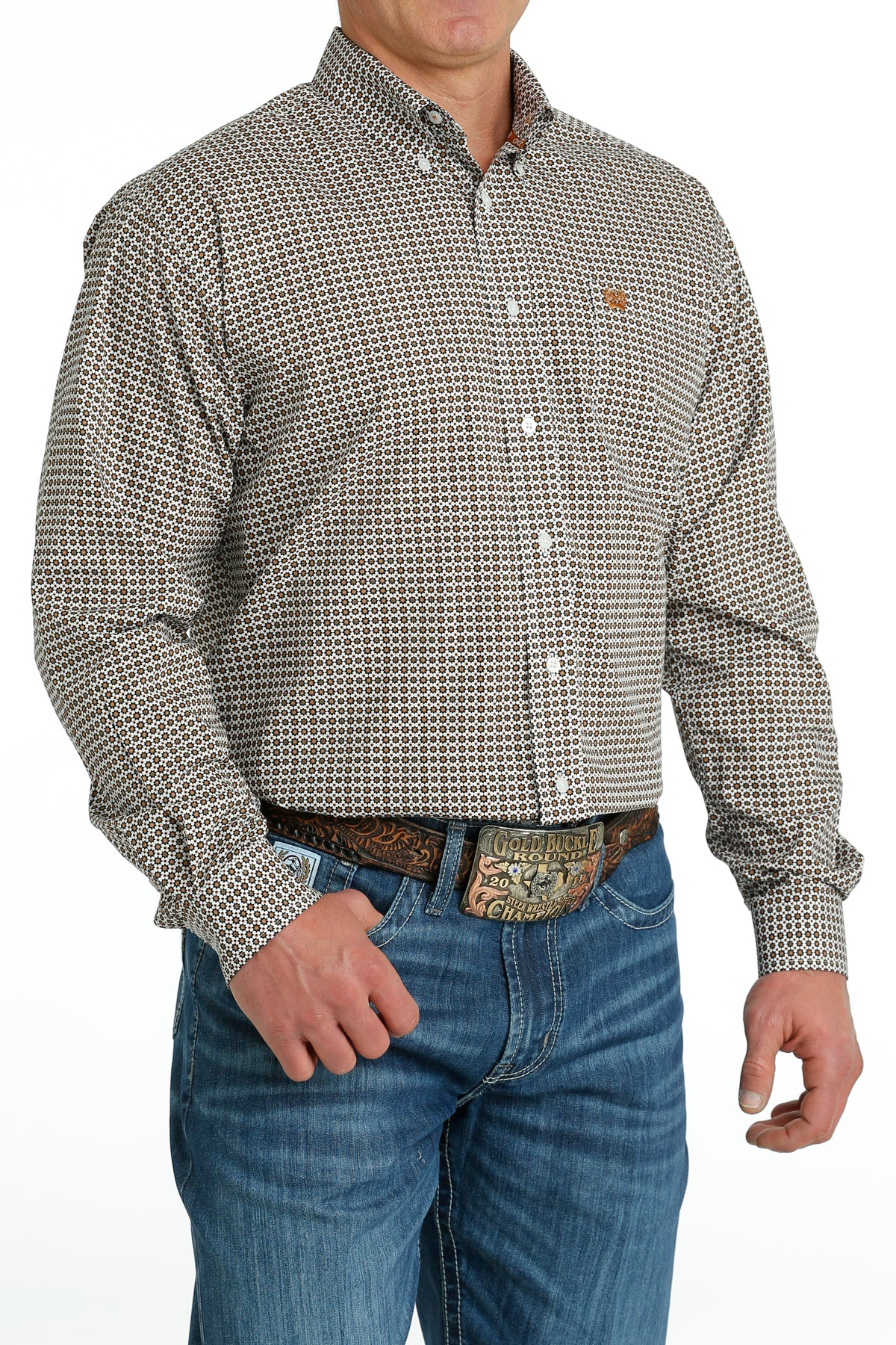 CINCH Men's White L/S Button-Down Western Shirt