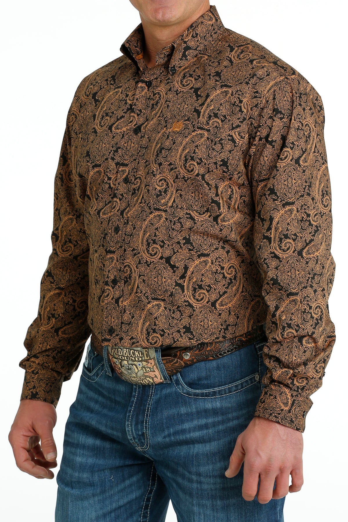 CINCH Men's Black/Gold L/S Button-Down Western Shirt