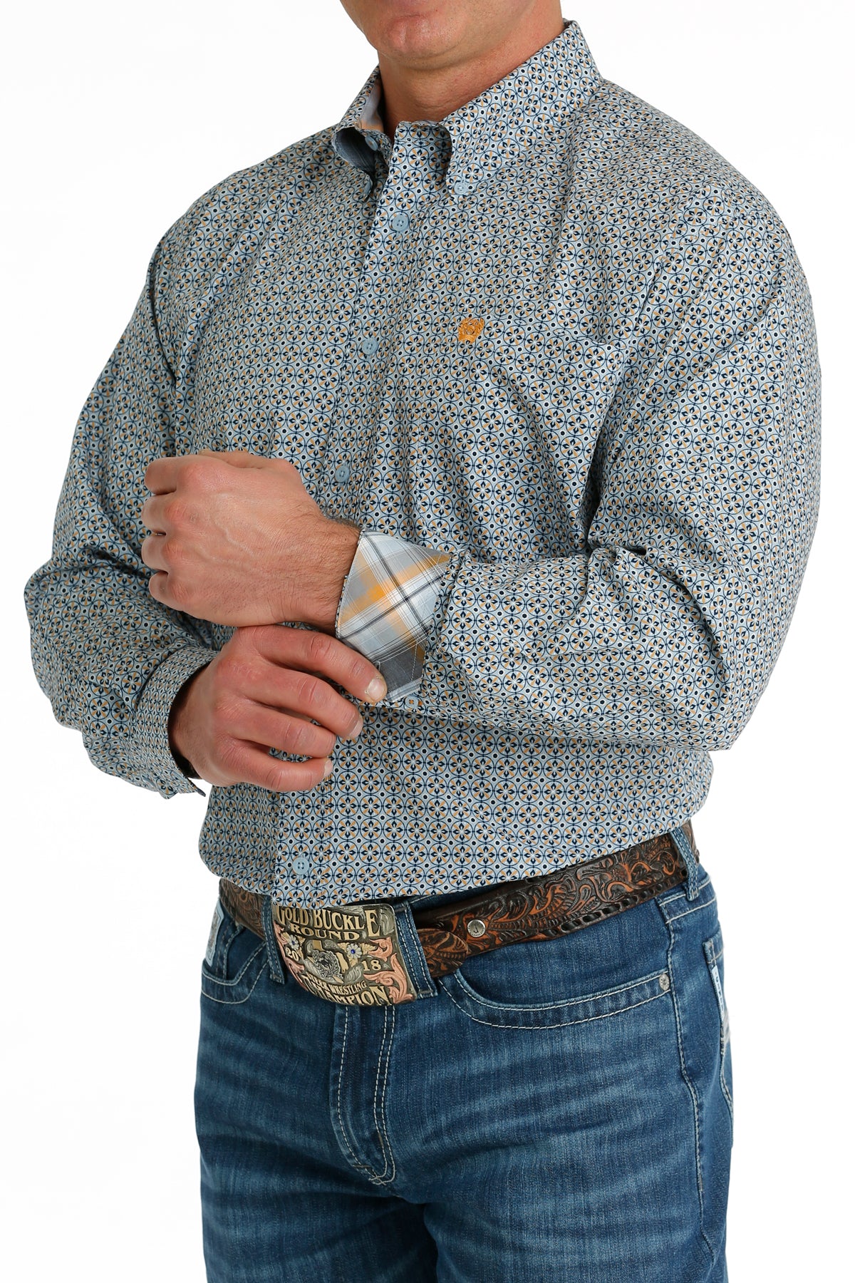 CINCH Men's Light Blue L/S Button-Down Western Shirt