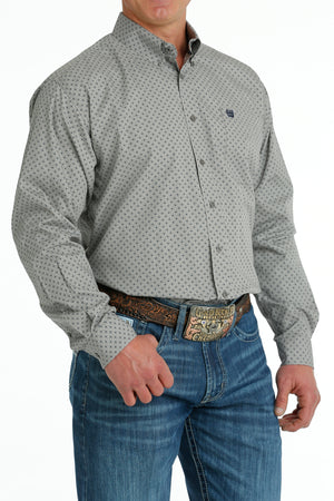 CINCH Men's Gray Print Button-Down Western Shirt