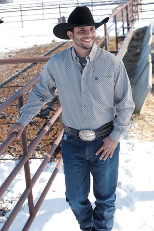 CINCH Men's Gray Print Button-Down Western Shirt