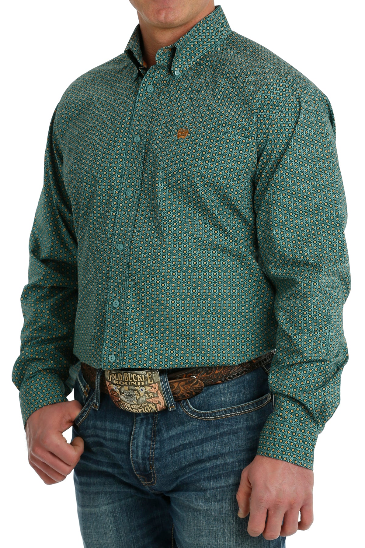 CINCH Men's Turquoise Button-Down Western Shirt