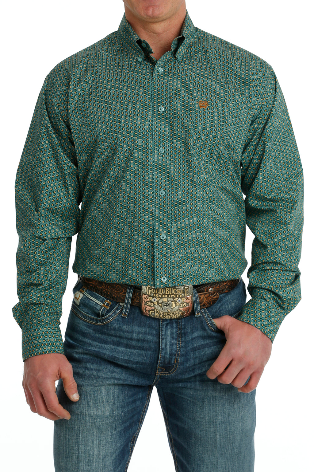 CINCH Men's Turquoise Button-Down Western Shirt