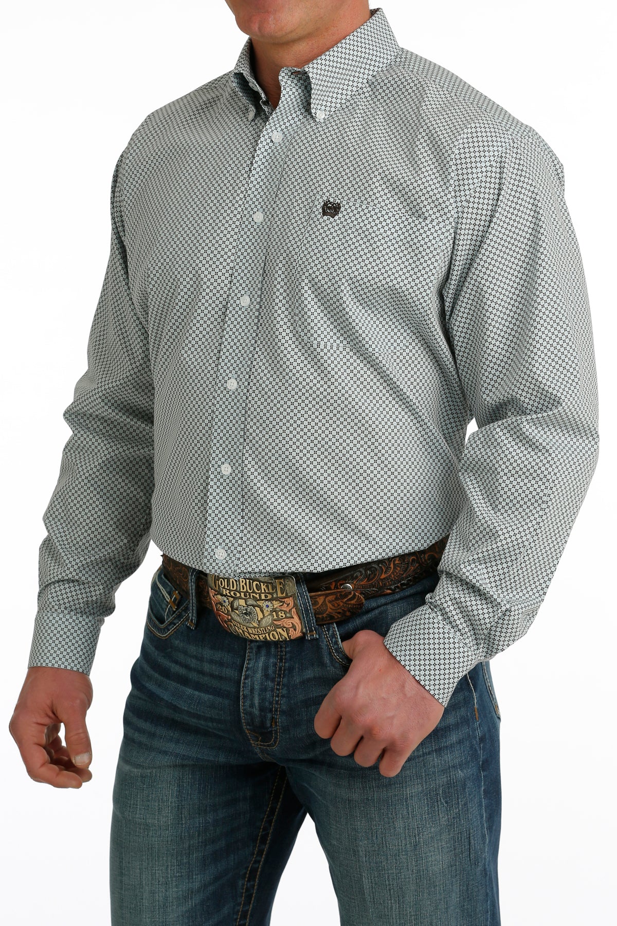 CINCH Men's Light Blue Button-Down Western Shirt