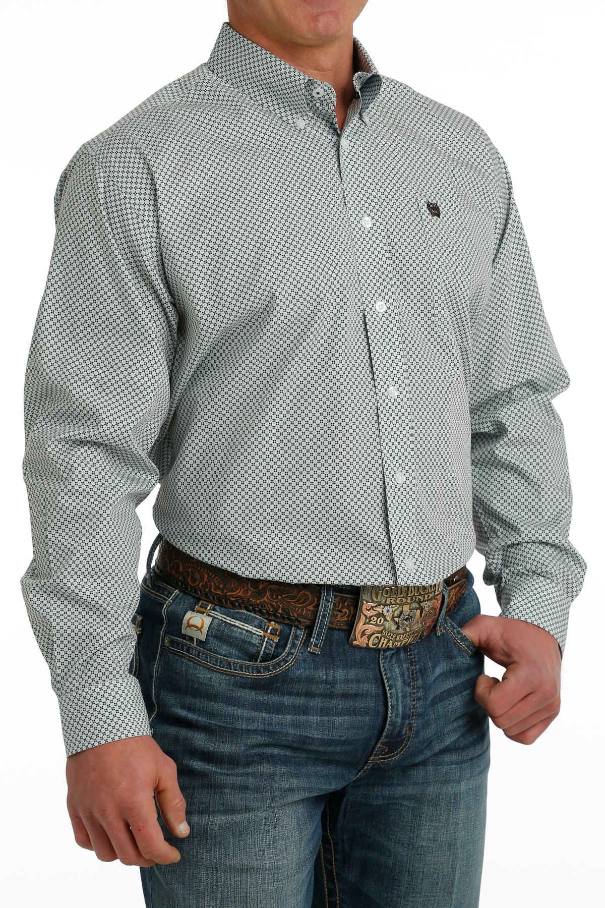 CINCH Men's Light Blue Button-Down Western Shirt