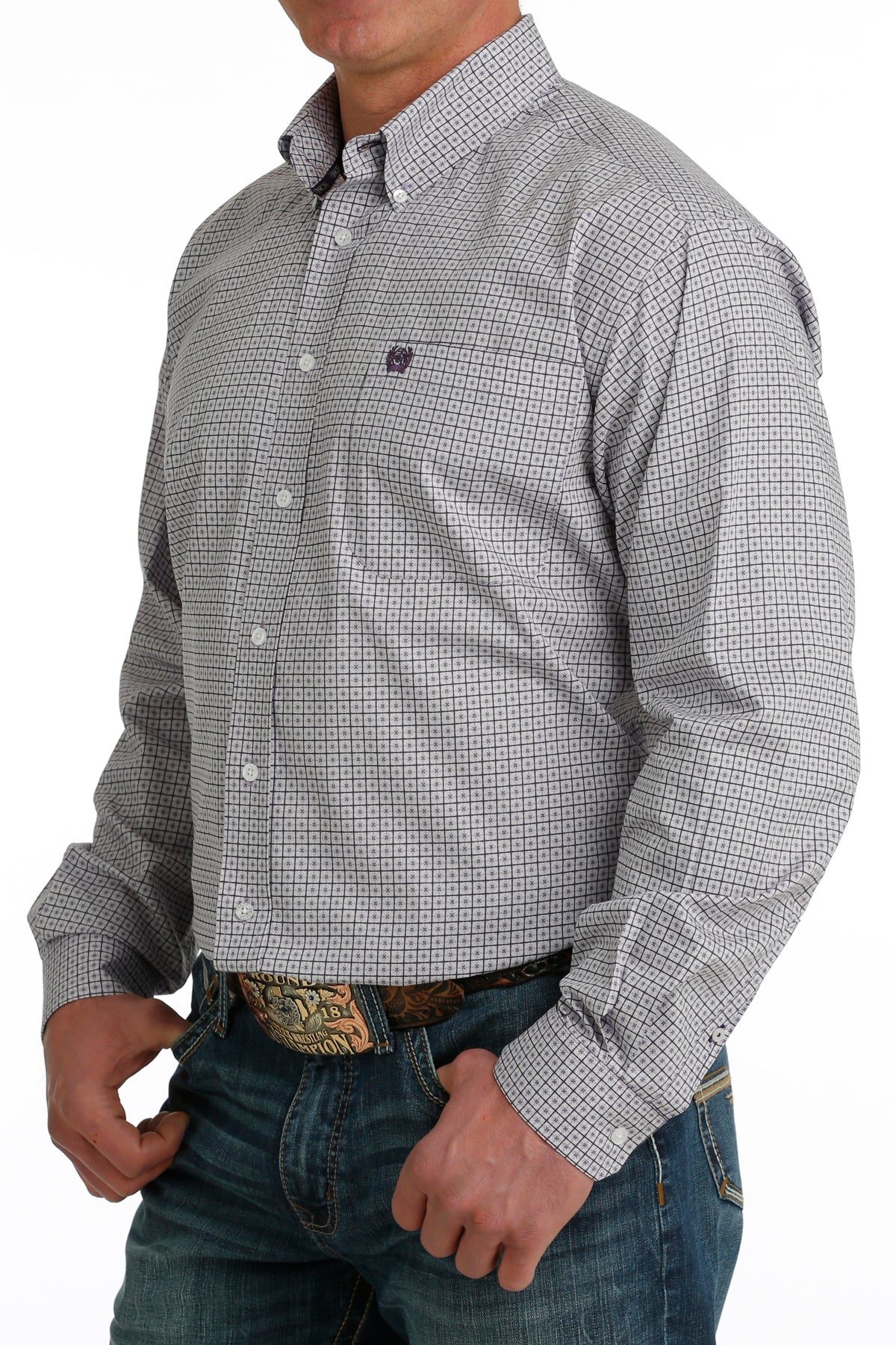 CINCH Men's Purple Button-Down Western Shirt