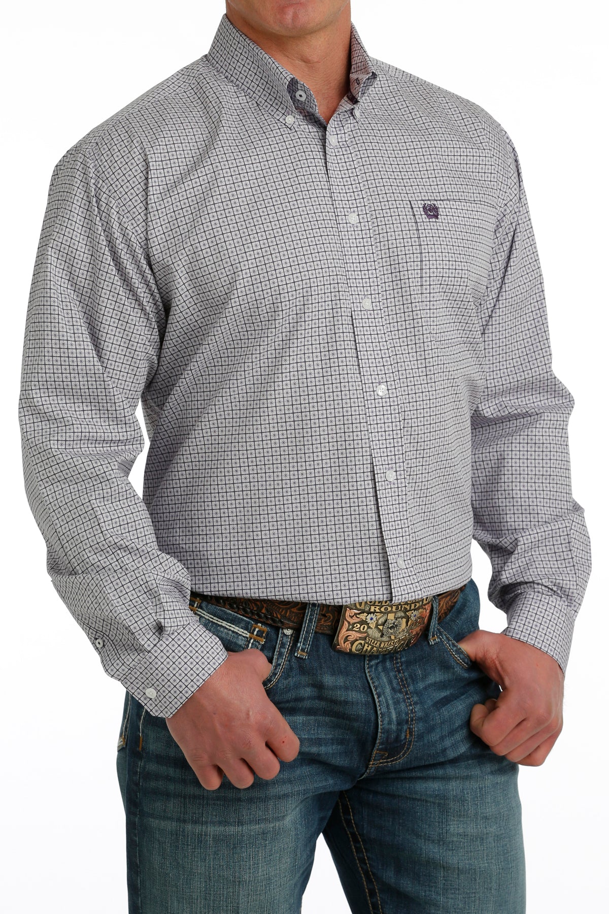 CINCH Men's Purple Button-Down Western Shirt