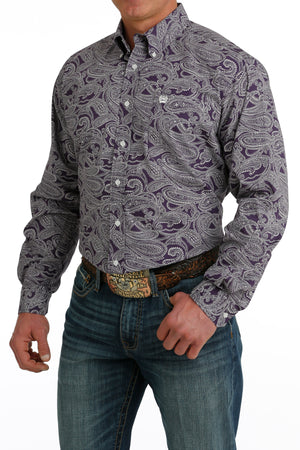 CINCH Men's Purple Button-Down Western Shirt