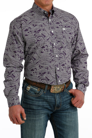 CINCH Men's Purple Button-Down Western Shirt