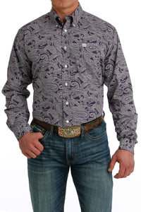 CINCH Men's Purple Button-Down Western Shirt