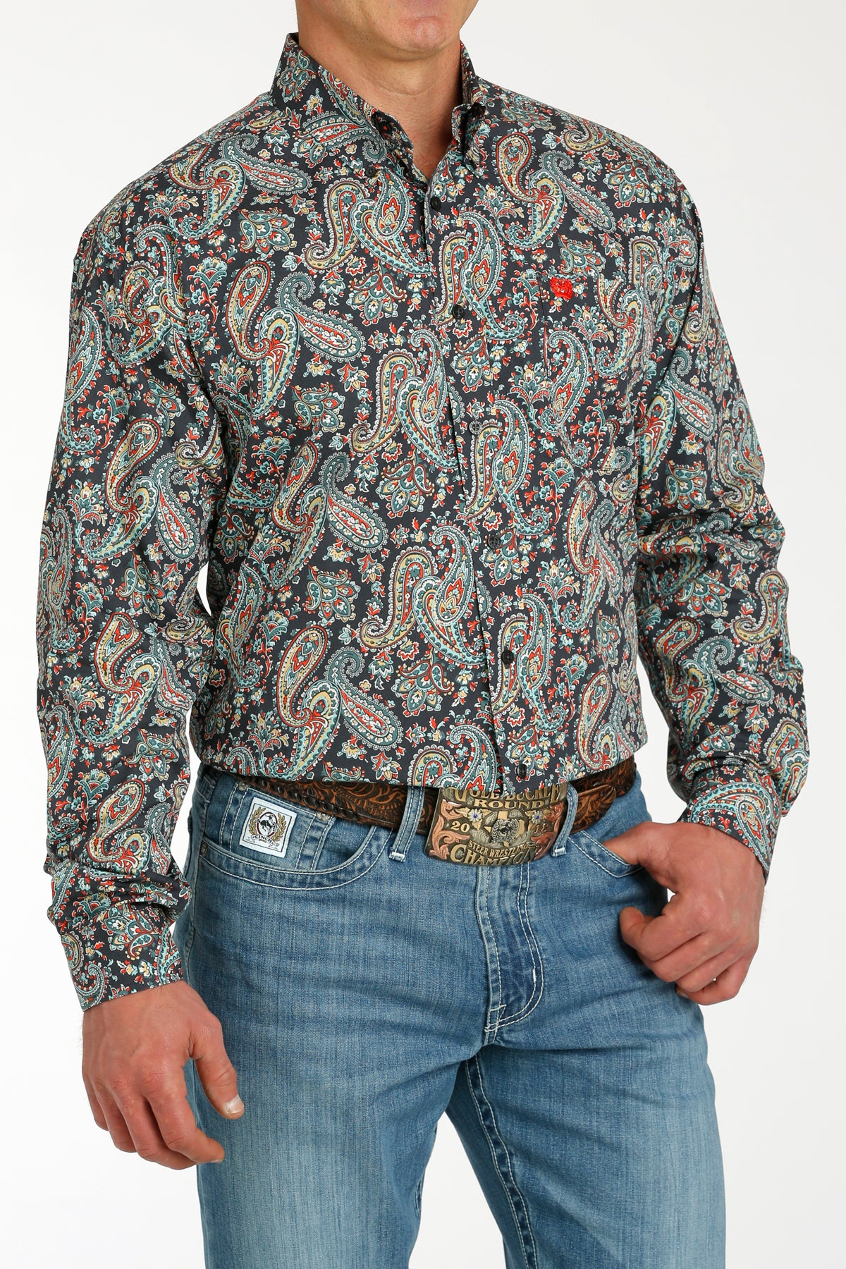 CINCH Men's Charcoal Button-Down Western Shirt