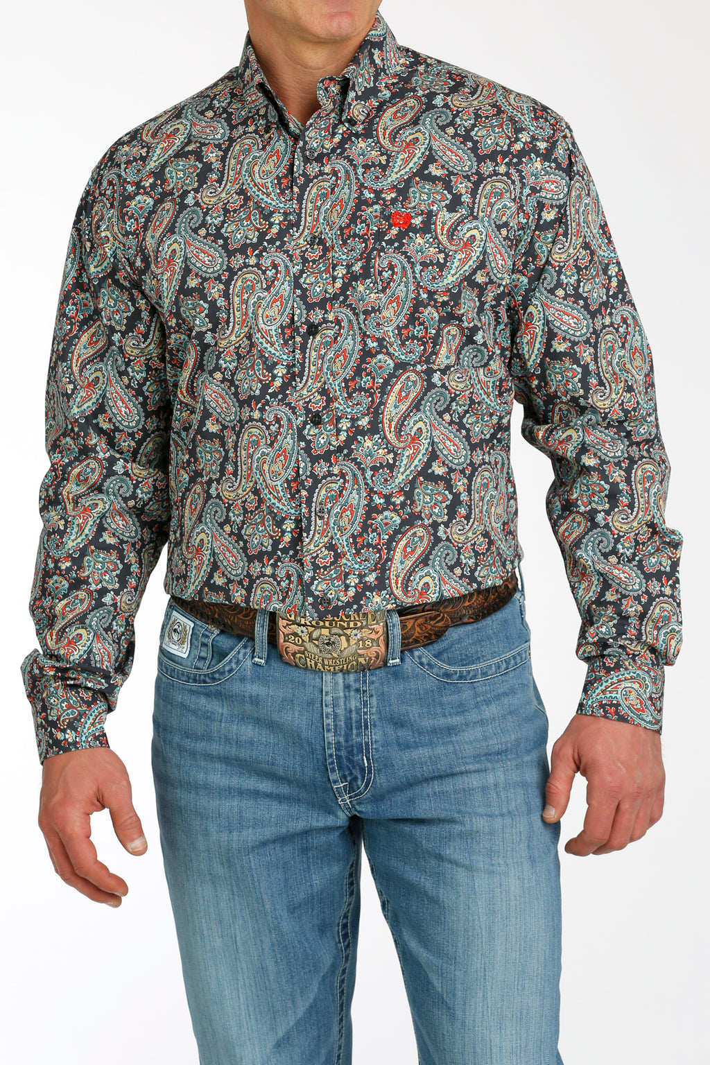 CINCH Men's Charcoal Button-Down Western Shirt