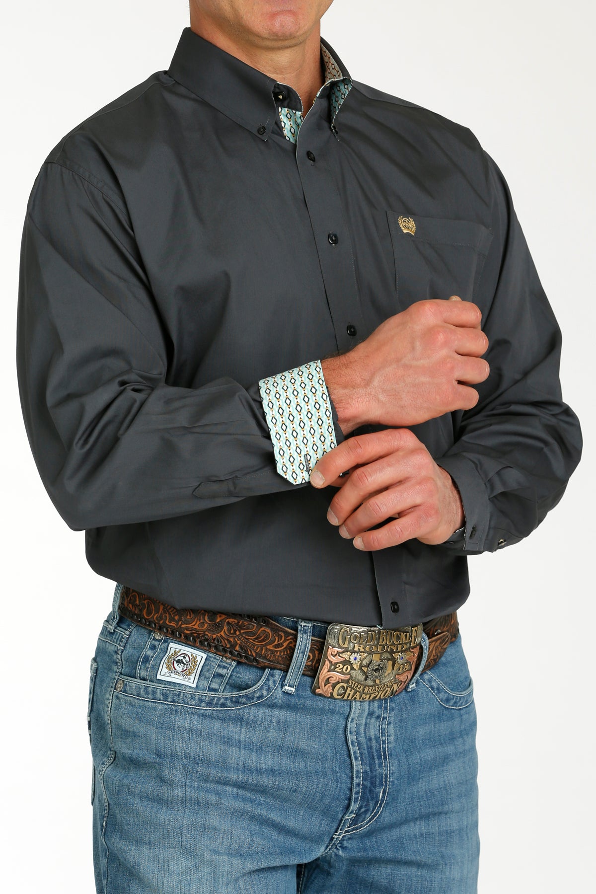 CINCH Men's Charcoal Button-Down Western Shirt