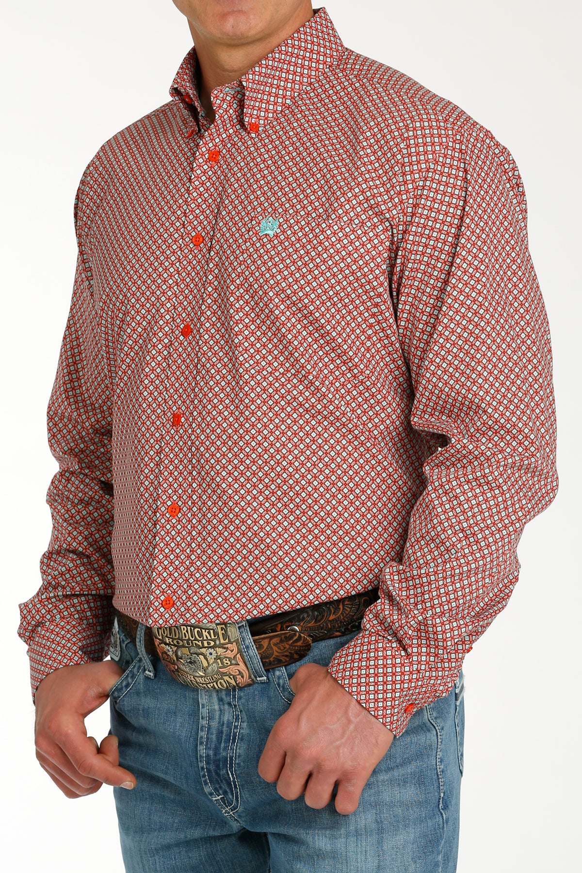 CINCH Men's Red Button-Down Western Shirt