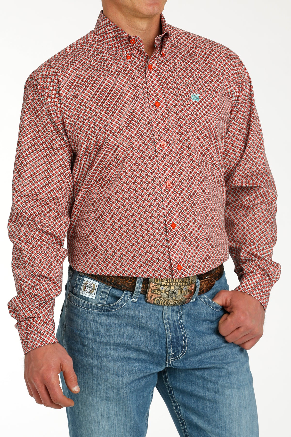 CINCH Men's Red Button-Down Western Shirt