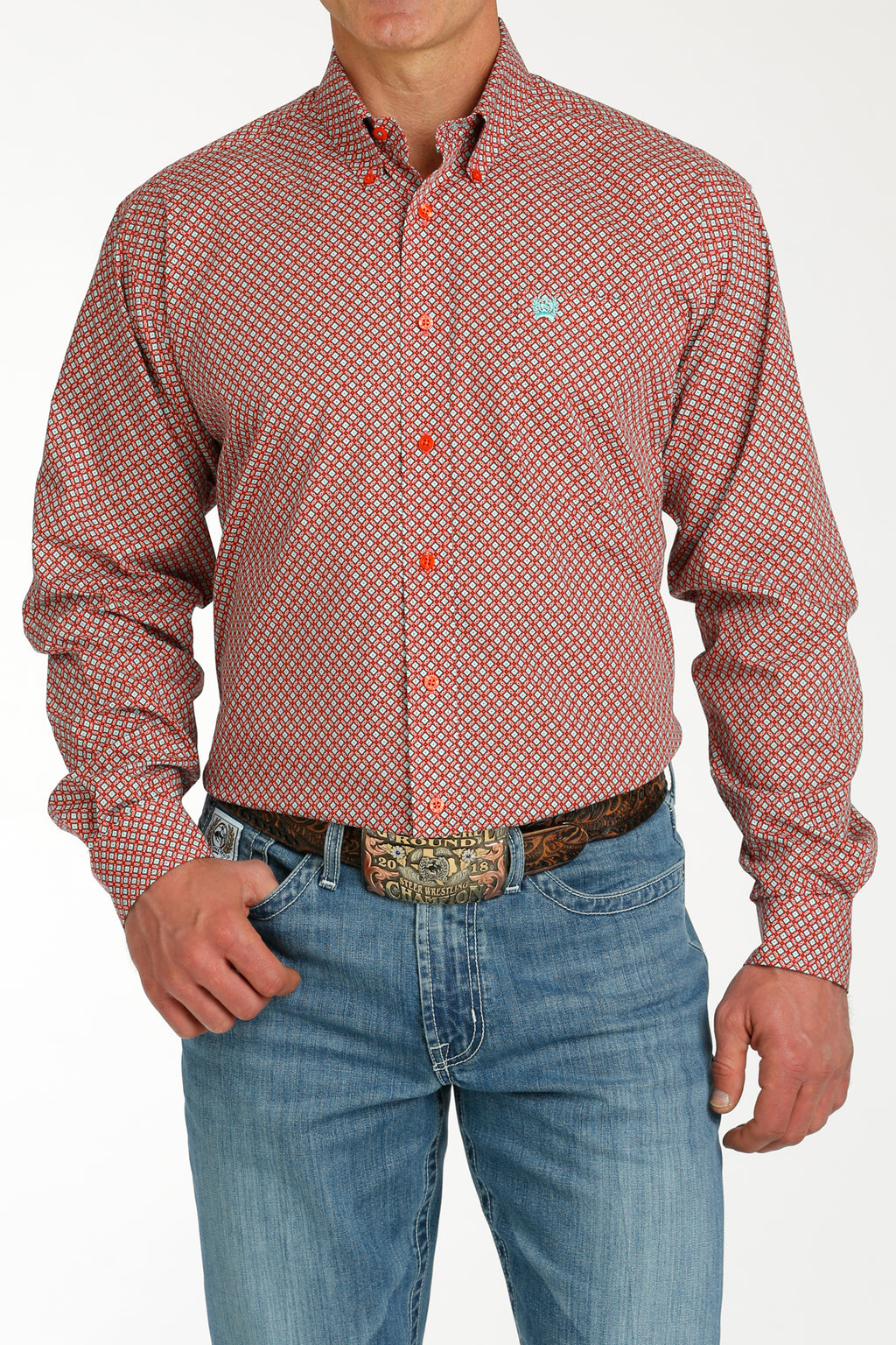 CINCH Men's Red Button-Down Western Shirt